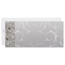 Modern Grey and white paisley pattern Rack Card Design