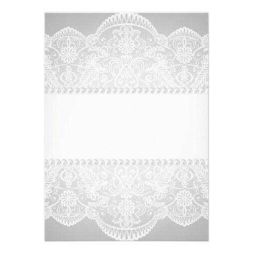 modern Grey pearl white lace vintage wedding Invites