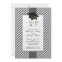Modern Grey Stripe Graduation Party Invitation invitation