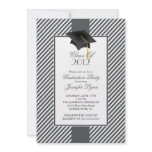 Modern Grey Stripe Graduation Party Invitation