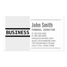 Modern Grey Stripes Funeral Business Card