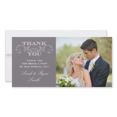 Modern Grey Wedding Photo Thank You Cards Photo Card Template
