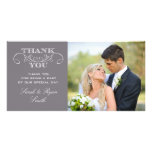 Modern Grey Wedding Photo Thank You Cards Photo Card Template
