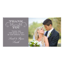 Modern Grey Wedding Photo Thank You Cards Photo Card Template