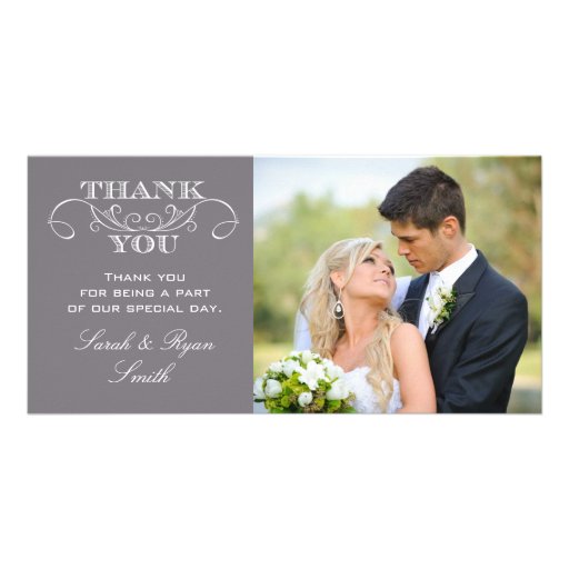 Modern Grey Wedding Photo Thank You Cards Photo Card Template  Zazzle