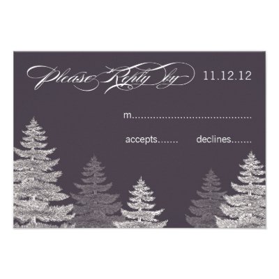 Modern Grey Winter Wedding RSVP Cards Trees Custom Invitations