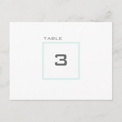 Modern Grid Aqua Wedding Reception Table Numbers Post Cards by 