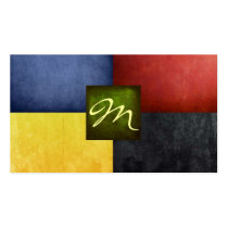 Modern Grunge Block with Monogram business cards