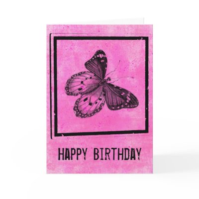 Modern Grunge Butterfly Birthday Card by mariannegilliand