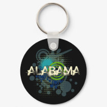 Modern Grunge Halftone Alabama Keychain Dark by MugUSA Modern Grunge Halftone Alabama Keychain Dark