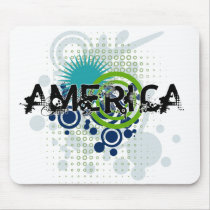 Modern Grunge Halftone America Mousepads