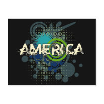 Modern Grunge Halftone America Post Card