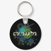 Modern Grunge Halftone Colorado Keychain Dark by MugUSA Modern Grunge Halftone Colorado Keychain Dark