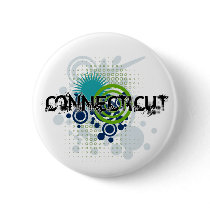 Modern Grunge Halftone Connecticut Button