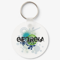 Modern Grunge Halftone Georgia Keychain by MugUSA Modern Grunge Halftone Georgia Keychain