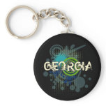 Modern Grunge Halftone Georgia Keychain Dark