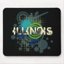 Modern Grunge Halftone Illinois Mousepad Dark