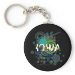 Modern Grunge Halftone Iowa Keychain Dark