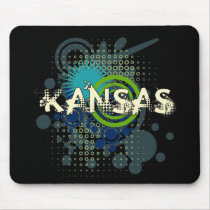 Modern Grunge Halftone Kansas Mousepad Dark