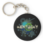 Modern Grunge Halftone Kentucky Keychain Dark