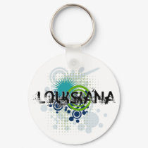 Modern Grunge Halftone Louisiana Keychain
