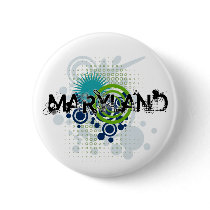 Modern Grunge Halftone Maryland Button