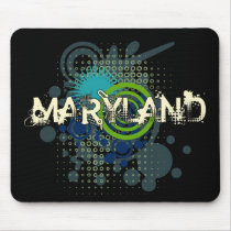 Modern Grunge Halftone Maryland Mousepad Dark