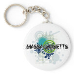 Modern Grunge Halftone Massachusetts Keychain