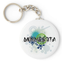 Modern Grunge Halftone Minnesota Keychain
