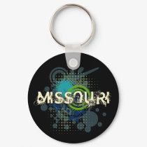 Modern Grunge Halftone Missouri Keychain Dark