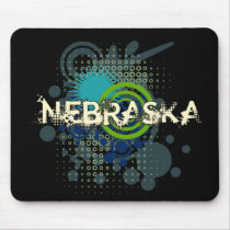 Modern Grunge Halftone Nebraska Mousepad Dark
