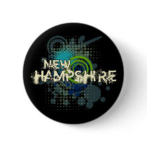Modern Grunge Halftone New Hampshire Button Dark