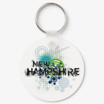 Modern Grunge Halftone New Hampshire Keychain by MugUSA Modern Grunge Halftone New Hampshire Keychain