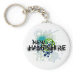 Modern Grunge Halftone New Hampshire Keychain