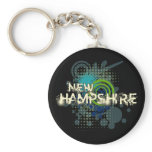 Modern Grunge Halftone New Hampshire Keychain Dark