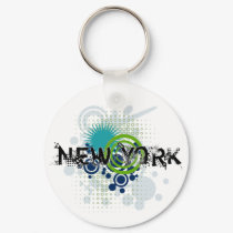 Modern Grunge Halftone New York Keychain by MugUSA Modern Grunge Halftone New York Keychain