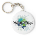 Modern Grunge Halftone New York Keychain