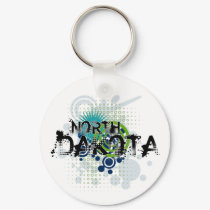 Modern Grunge Halftone North Dakota Keychain by MugUSA Modern Grunge Halftone North Dakota Keychain