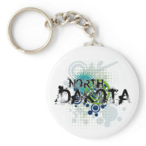 Modern Grunge Halftone North Dakota Keychain