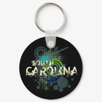Modern Grunge Halftone South Carolina Keychain Dk by MugUSA Modern Grunge Halftone South Carolina Keychain Dk