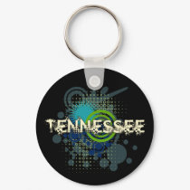 Modern Grunge Halftone Tennessee Keychain Dark by MugUSA Modern Grunge Halftone Tennessee Keychain Dark
