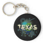 Modern Grunge Halftone Texas Keychain Dark