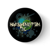 Modern Grunge Halftone Washington DC Button Dark