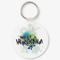 Modern Grunge Halftone West Virginia Keychain by MugUSA Modern Grunge Halftone West Virginia Keychain