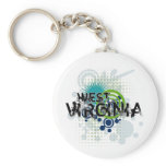 Modern Grunge Halftone West Virginia Keychain
