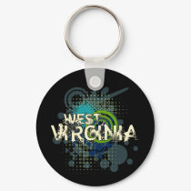 Modern Grunge Halftone West Virginia Keychain Dark by MugUSA Modern Grunge Halftone West Virginia Keychain Dark