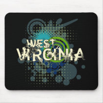 Modern Grunge Halftone West Virginia Mousepad Dark