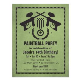 Modern Grungy Paintball Birthday Party Invitation