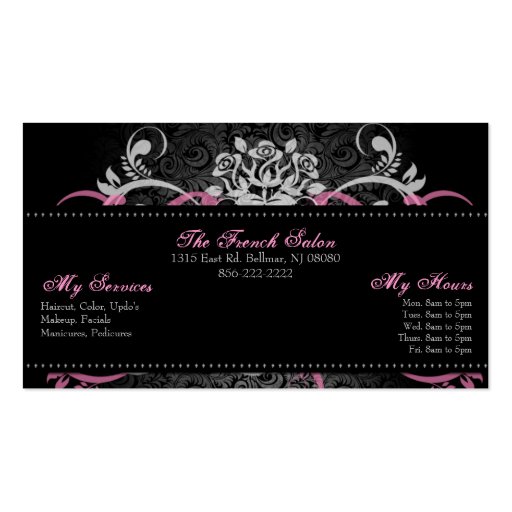 Modern Hair Stylist Business Card (back side)