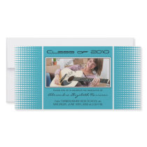Modern Halftone Dots (aqua) Graduation Photocard Photo Cards